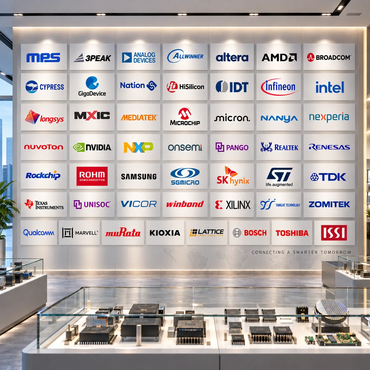 电子元器件品牌展示墙示意图
