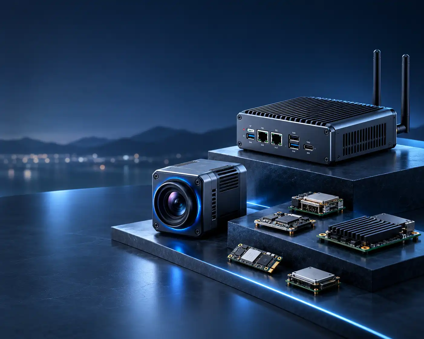 Compact edge gateway, vision camera and embedded circuit modules.